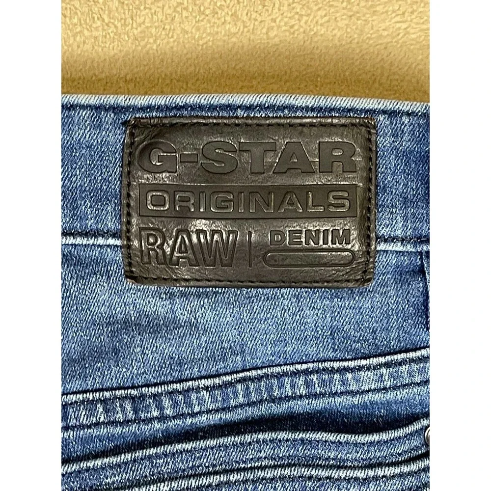 G-Strar Raw Jeans Adult 30x32‎ Blue Lancet Skinny Logo Mid Rise Pocket Mens